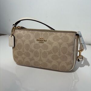 Coach Signature Beige Wristlet